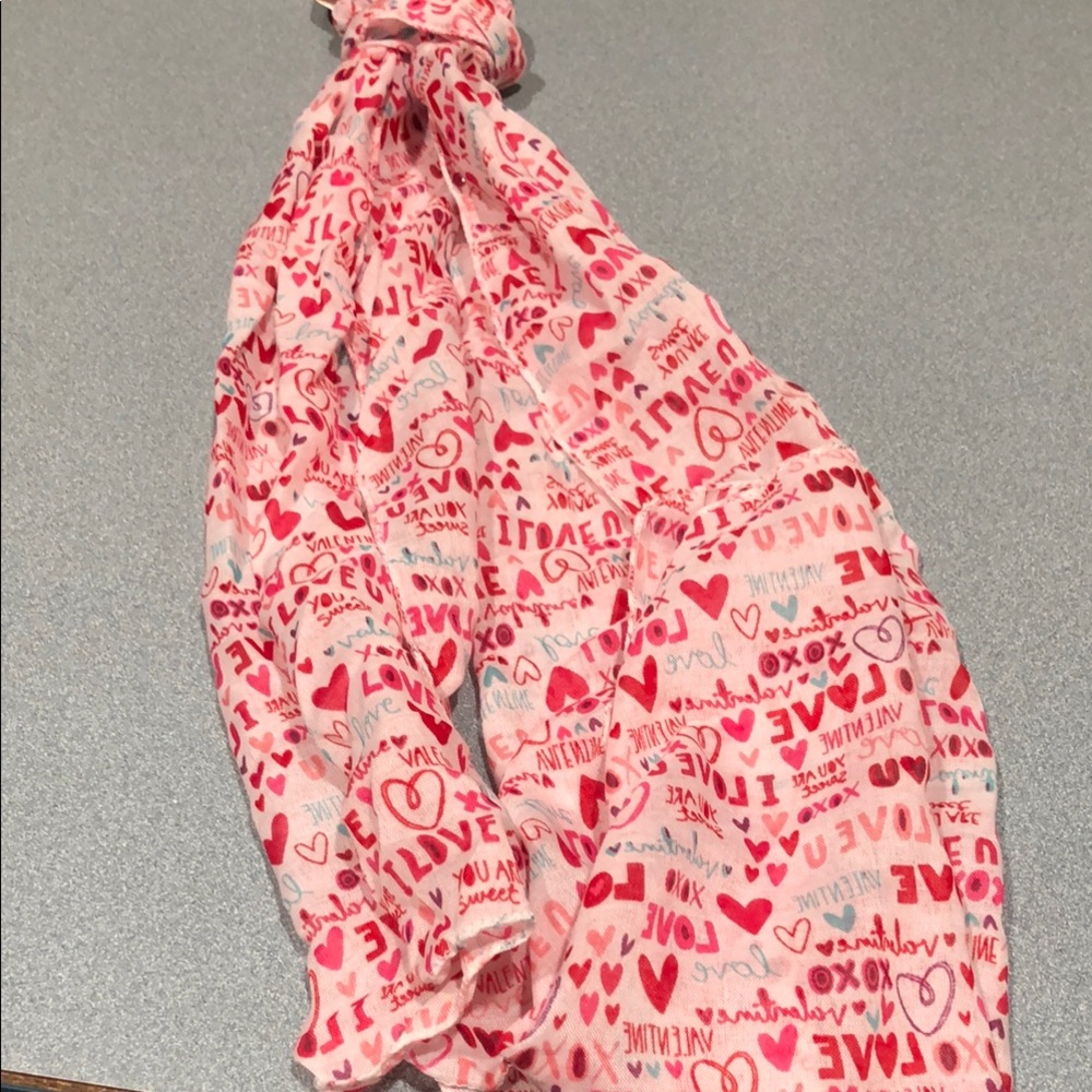 Valentine Pink and Red Heart Print Scarf -5 pieces